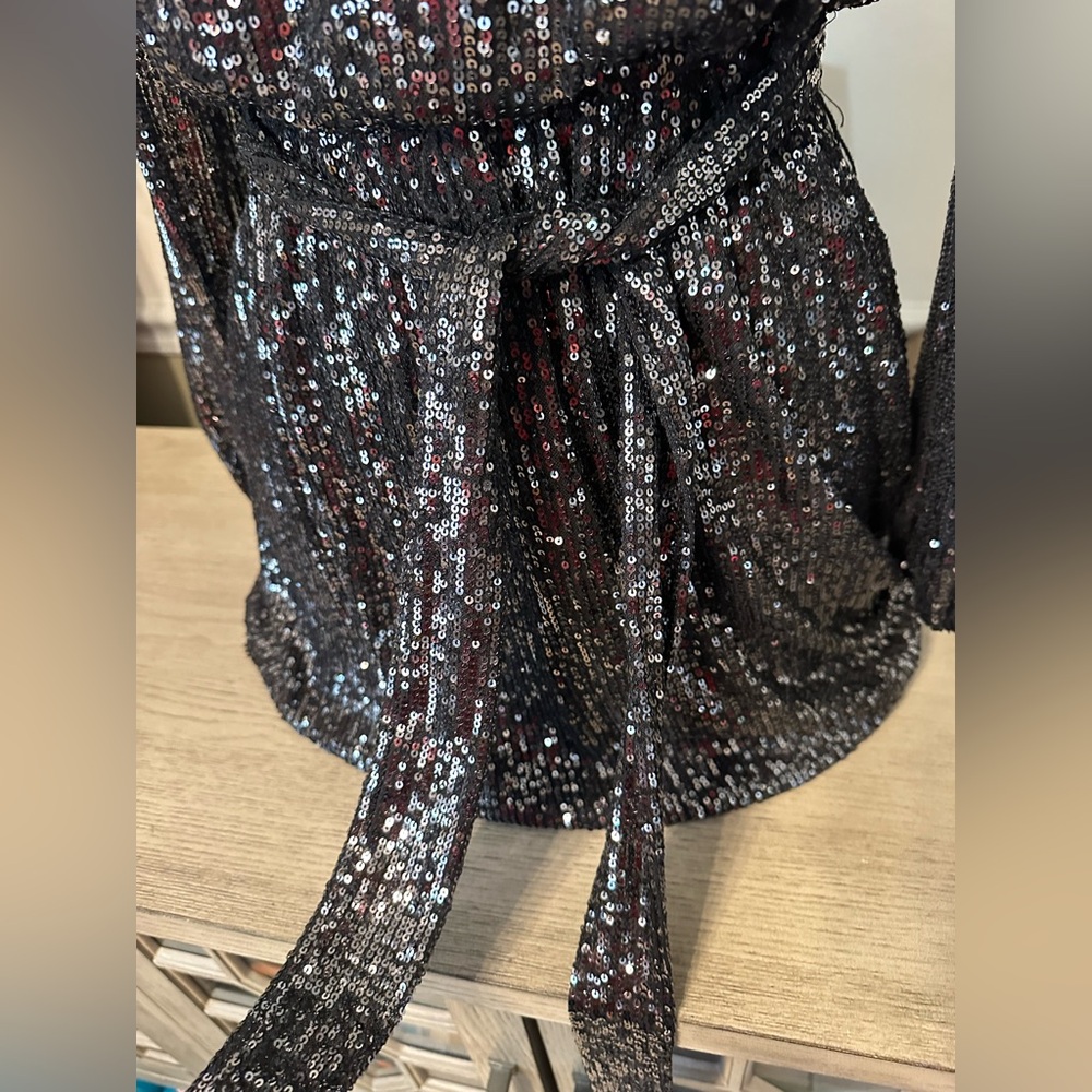 Black Sequin Long Sleeve Dress - Picture 6 of 8
